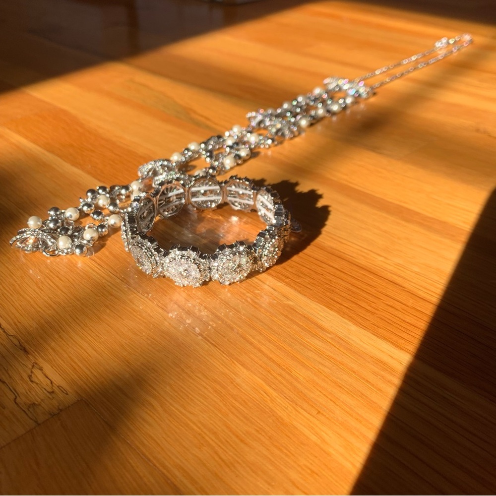 Super Sparkly Silver Cuff Bracelet CZ Pave Talbots Jewelry - Picture 11 of 13